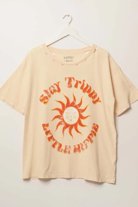 Stay Trippy Little Hippie Distressed Graphic Tee