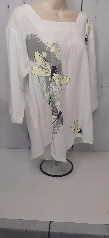 Top Pullover-Large Dragon Fly-White-Women's