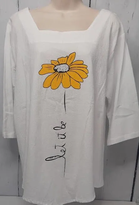 Top Pullover-Let it Be Sunflower-White-Women's