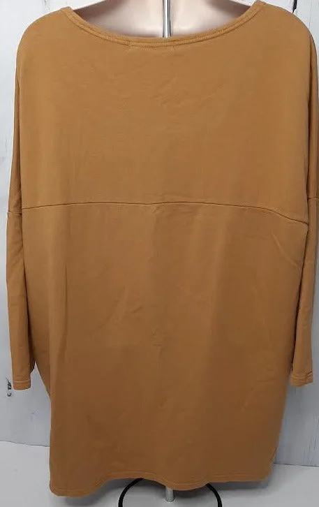 Top Pullover Mustard 1/2 Sleeve 2 Pocket Women's 241599