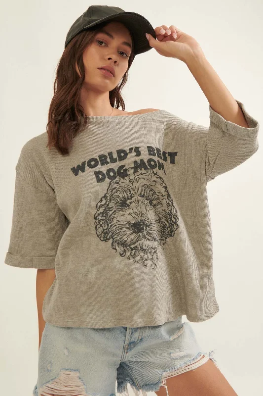 World's Best Dog Mom Graphic Waffle Tee