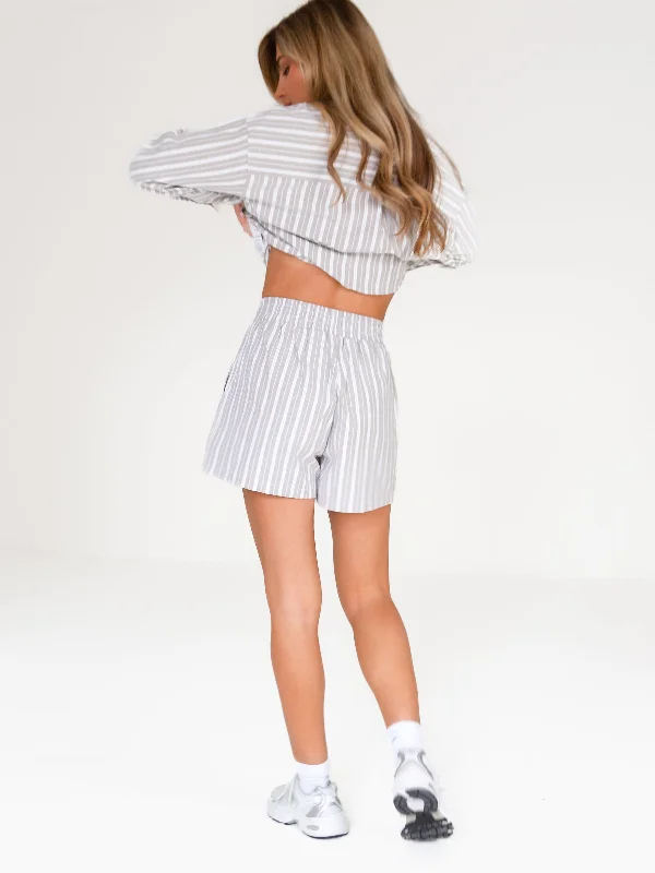 Elena Stripe Shorts - Light Brown