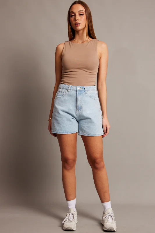 Denim Relaxed Short High Rise Longline