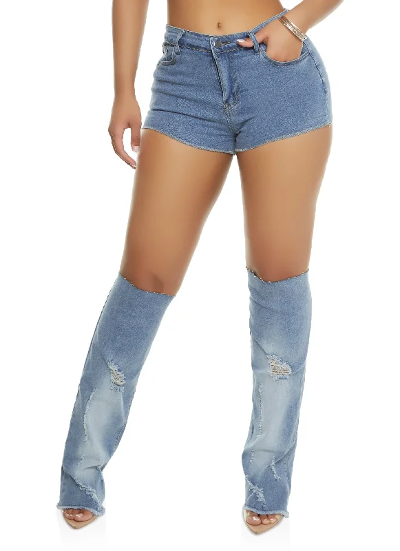 Denim Booty Shorts with Leg Warmers