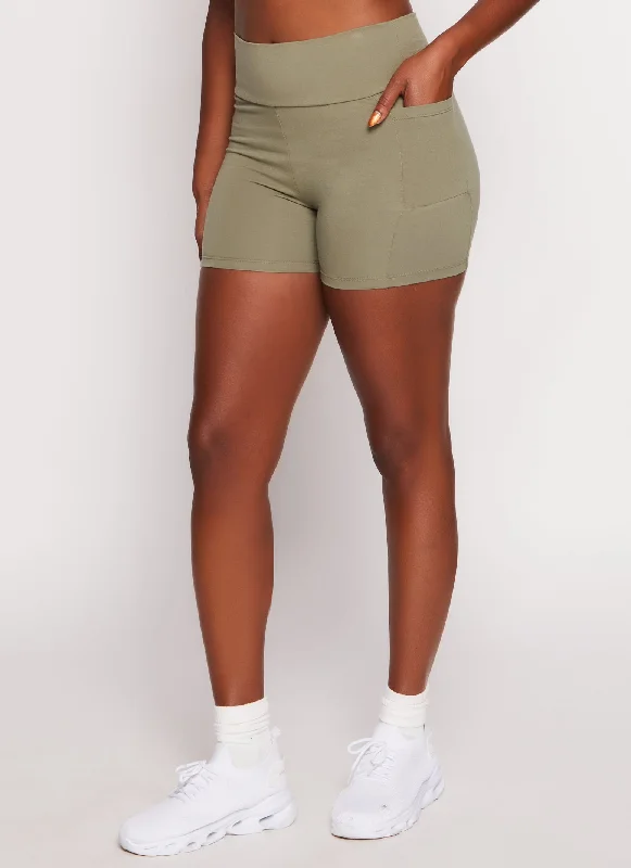 Side Pocket High Waist Biker Shorts