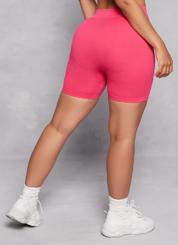 Ribbed Knit Seamless Cycling Shorts