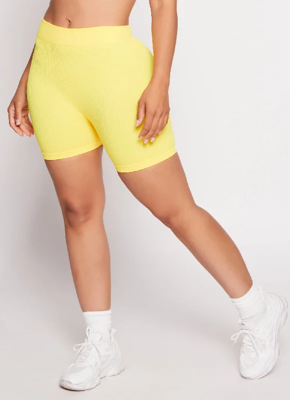 Ribbed Knit Seamless Cycling Shorts