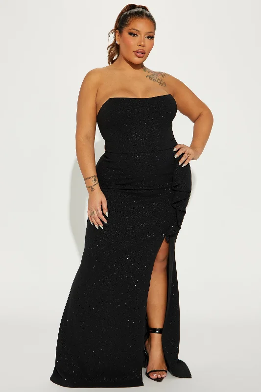 Alyson Glitter Maxi Dress - Black