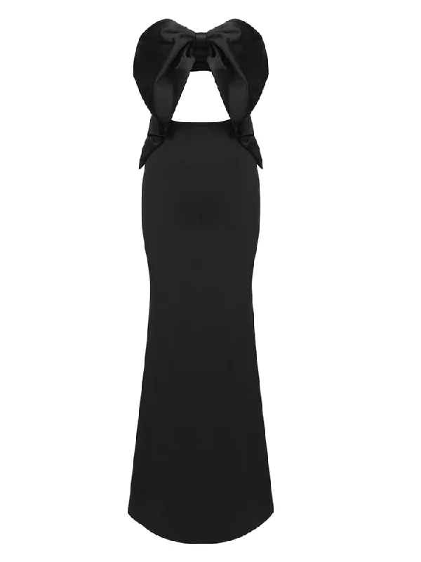 DressBetty - Bodycon Dress Elegant Black White Strapless Skiny Long Dress