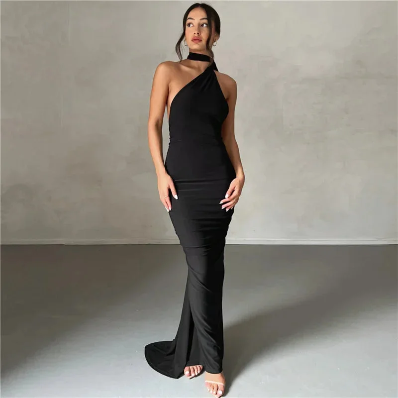 Sexy Evening Club Party Dresses Summer Halter Wrap Backless Dress