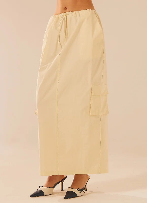 Curveball Cargo Midi Skirt - Beige