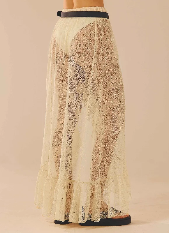 Florentina Lace Maxi Skirt - Ivory Tea