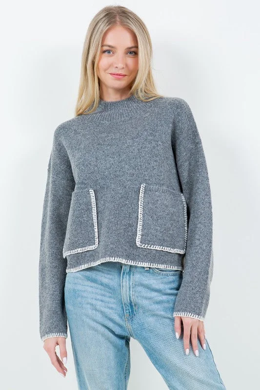 Shades of Slate Pocket Pullover