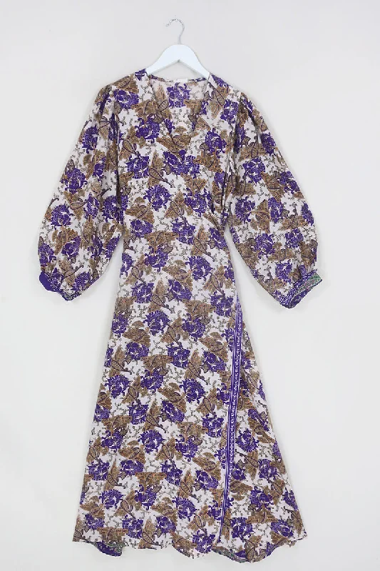 SALE | Lola Wrap Dress - Aubergine & Amber Paisley - Size S/M