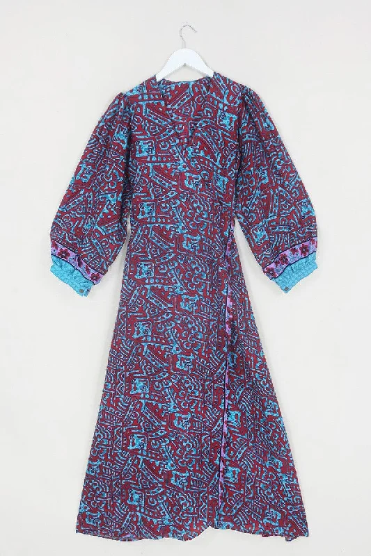 SALE | Lola Wrap Dress - Psychedelic Scarlet & Blue - Size S/M