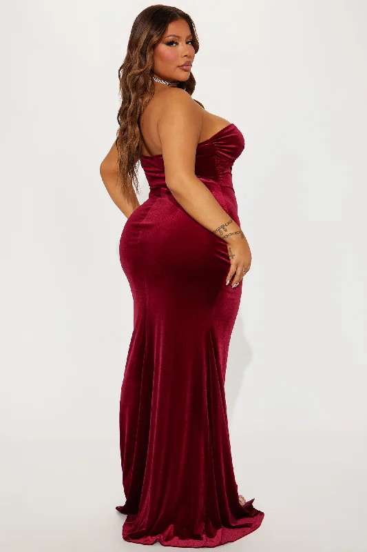 Mildred Velvet Maxi Dress - Burgundy