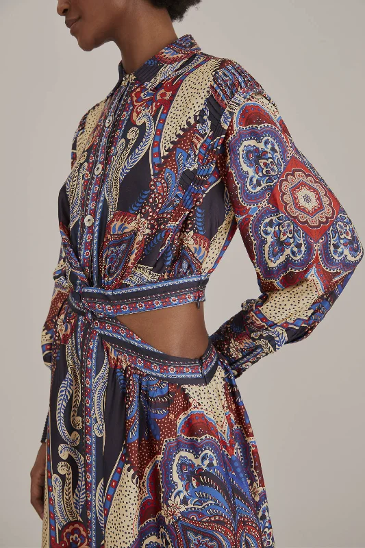 Multicolor Energy Scarf Cut-Out Maxi Dress