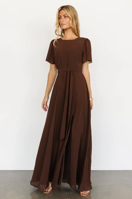 Naomi Short Sleeve Maxi Dress | Espresso