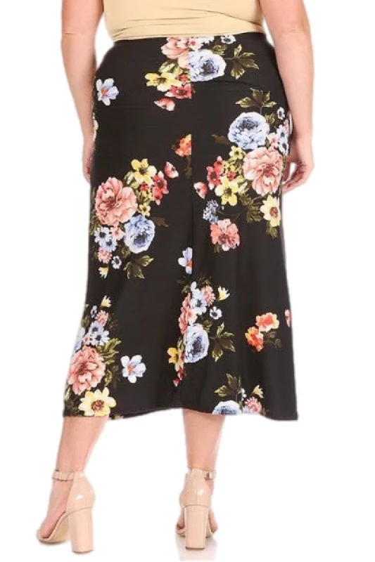 PLUS Black and Blue Floral Skirt 833