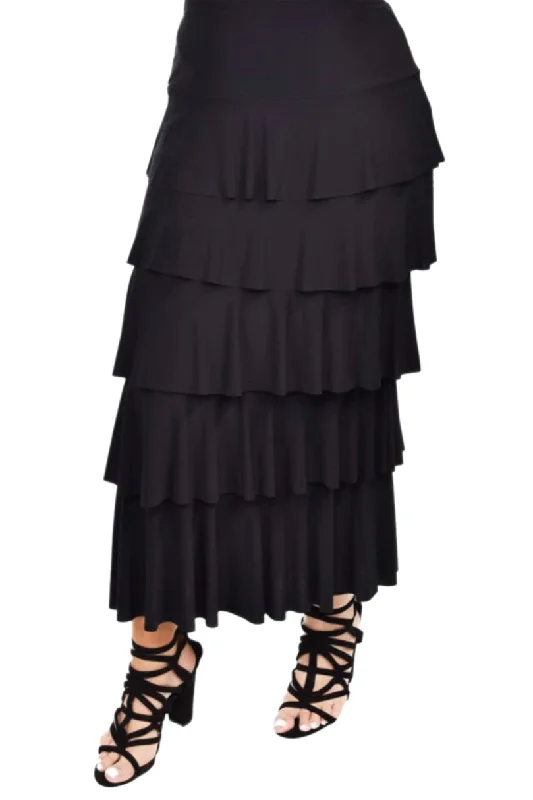 Plus Long Ruffle Skirt Style 145 in Black, Navy and Burgundy