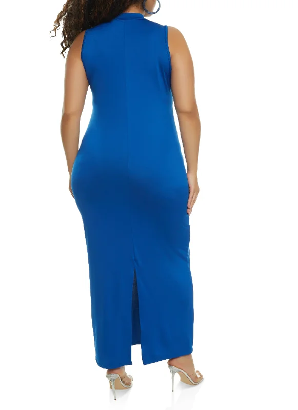 Plus Size Mock Neck Maxi Dress