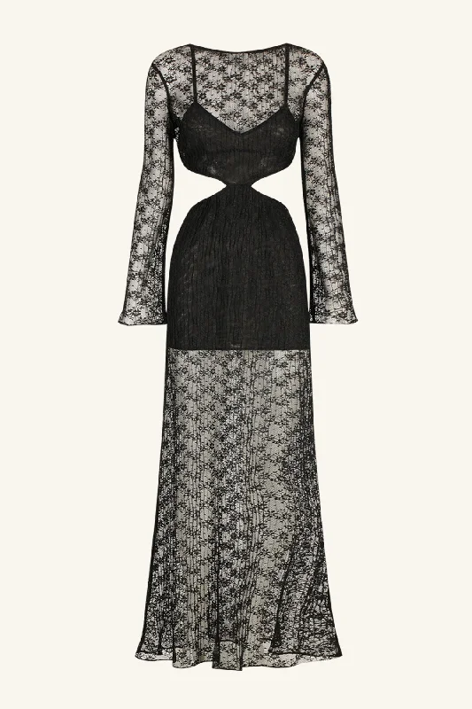 SOL LACE CUT OUT MAXI DRESS - BLACK