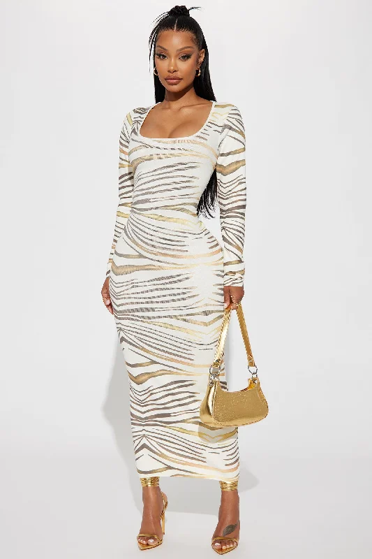 Zara Sweater Maxi Dress - Cream/combo